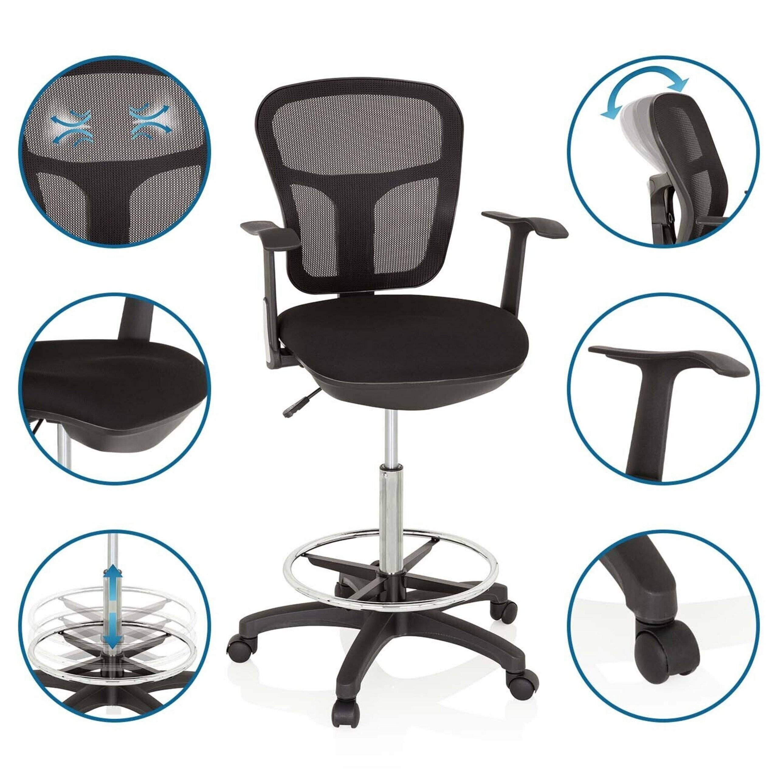 Arbeitsstuhl Counterstuhl TOP WORK 108 Netz schwarz hjh OFFICE-2