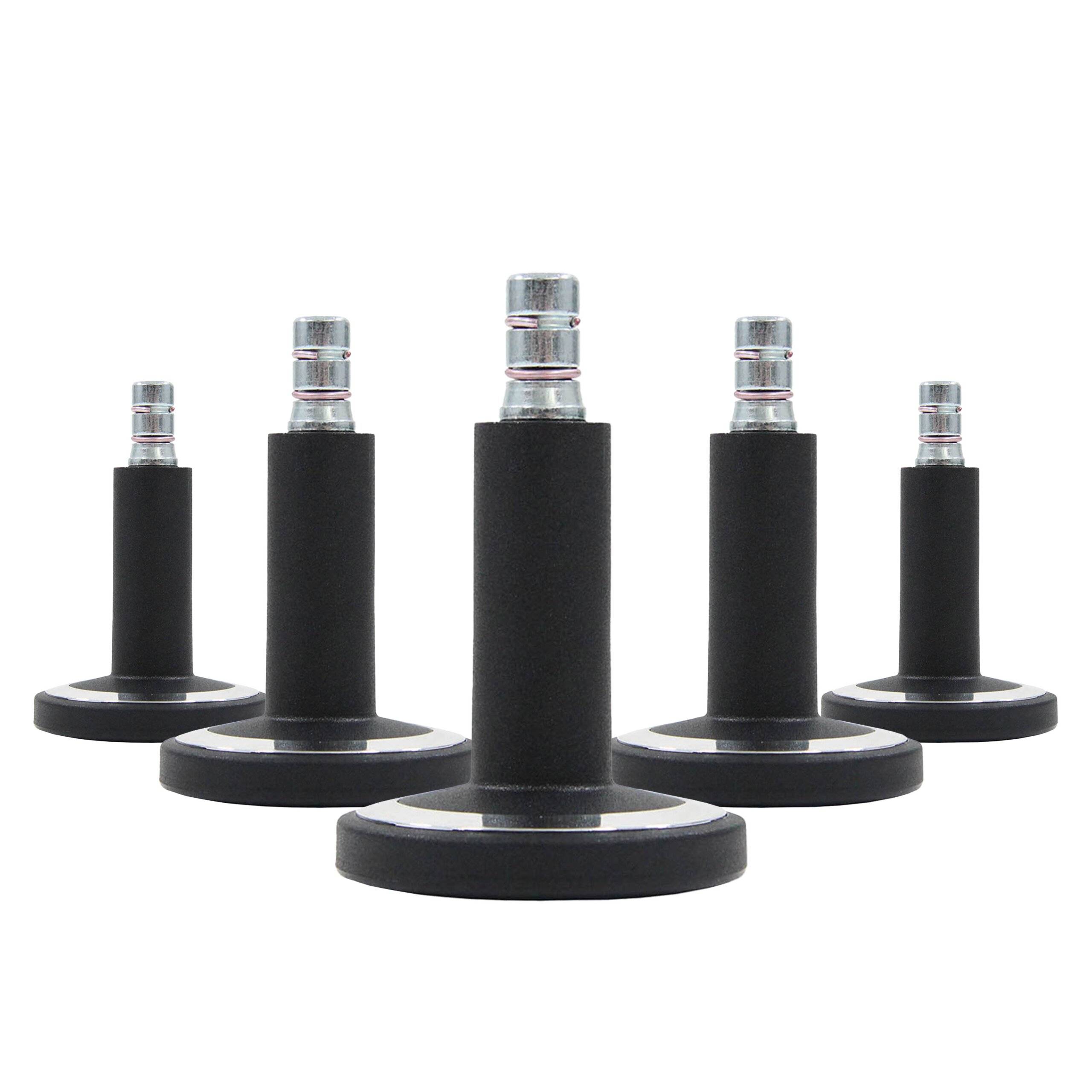 5x Bodengleiter STATO-M Stift 11 mm 60 mm Standfüße schwarz/chrom (5er Pack) hjh OFFICE-0