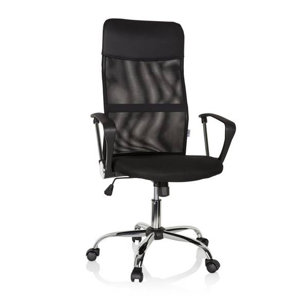 Bürostuhl Chefsessel Schreibtischstuhl PURE NET Netzstoff Kunstleder schwarz Chrom hjh OFFICE