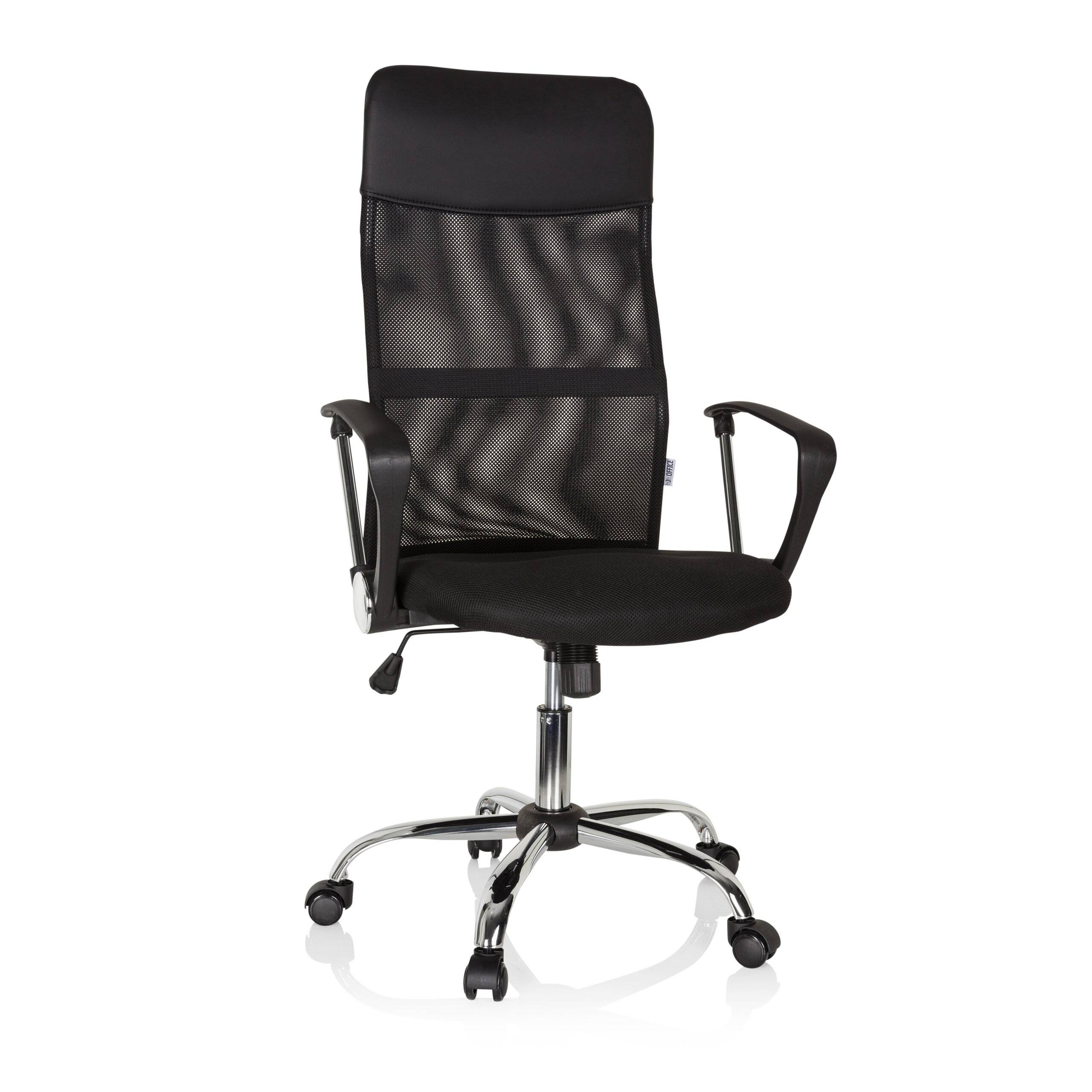 Bürostuhl Chefsessel Schreibtischstuhl PURE NET Netzstoff Kunstleder schwarz Chrom hjh OFFICE-0