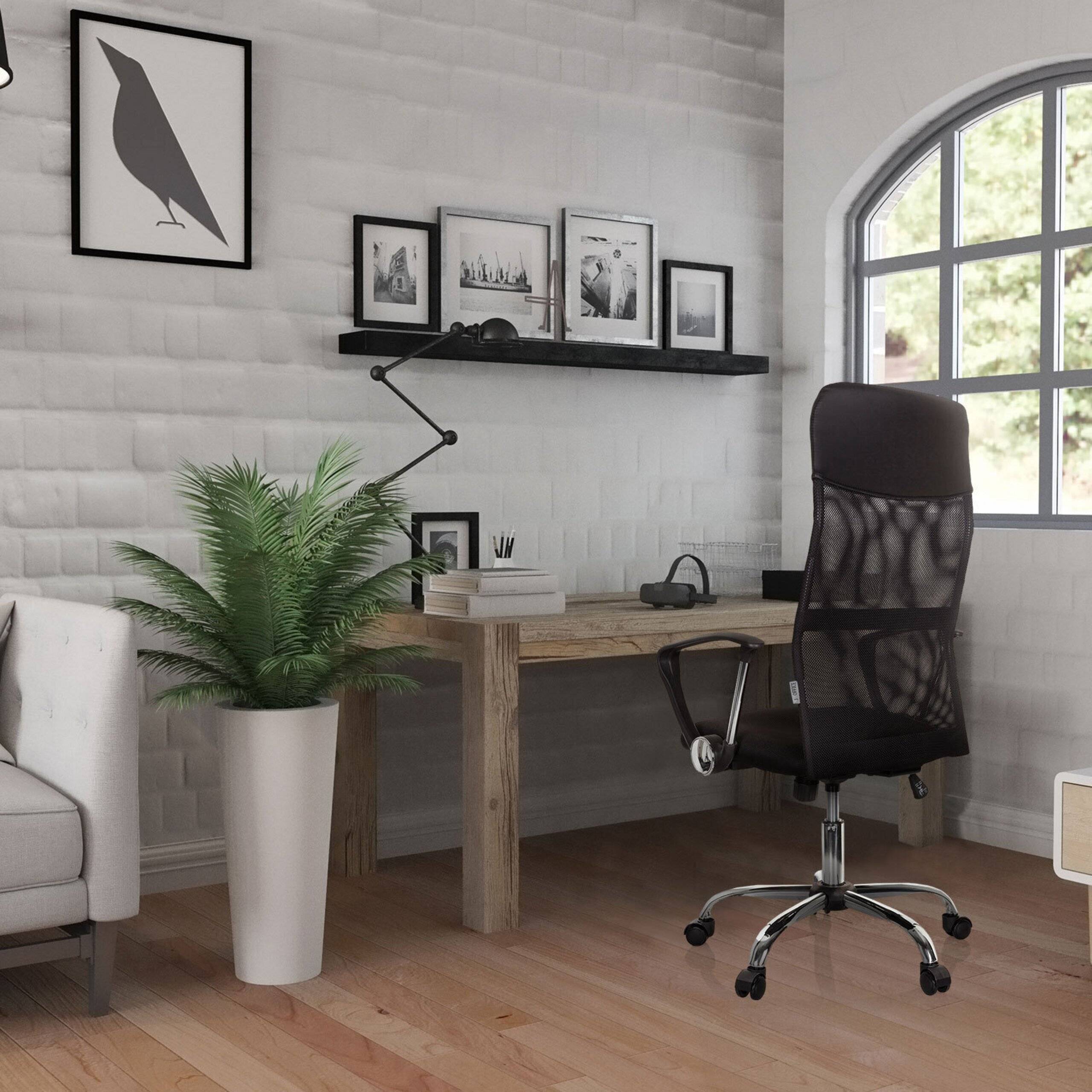 Bürostuhl Chefsessel Schreibtischstuhl PURE NET Netzstoff Kunstleder schwarz Chrom hjh OFFICE-4
