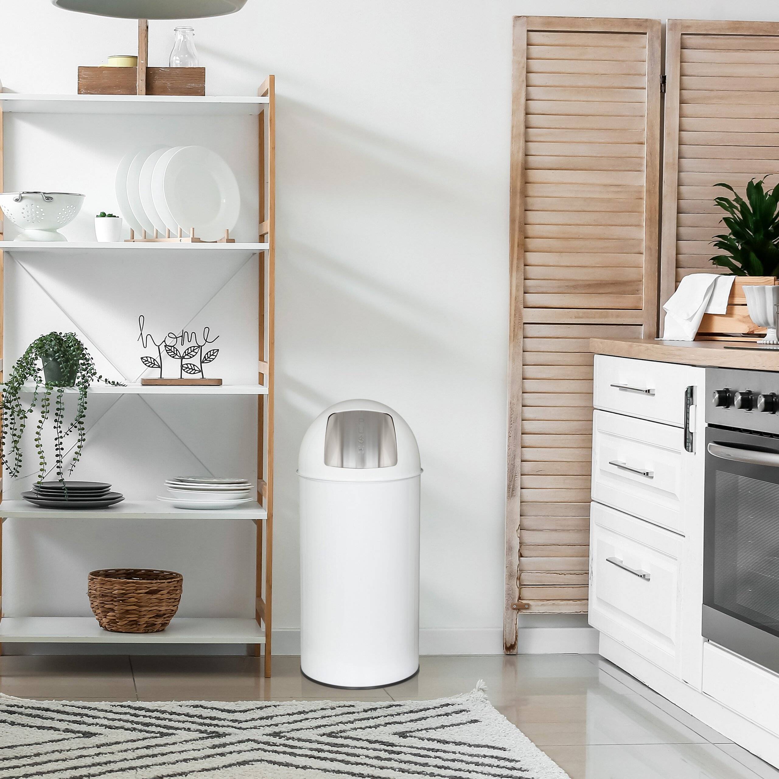 Abfallsammler Mülleimer PUSH 35L satin weiss hjh OFFICE-3