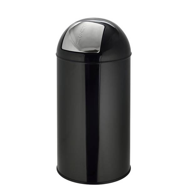 Abfallsammler Mülleimer PUSH 50L satin schwarz hjh OFFICE