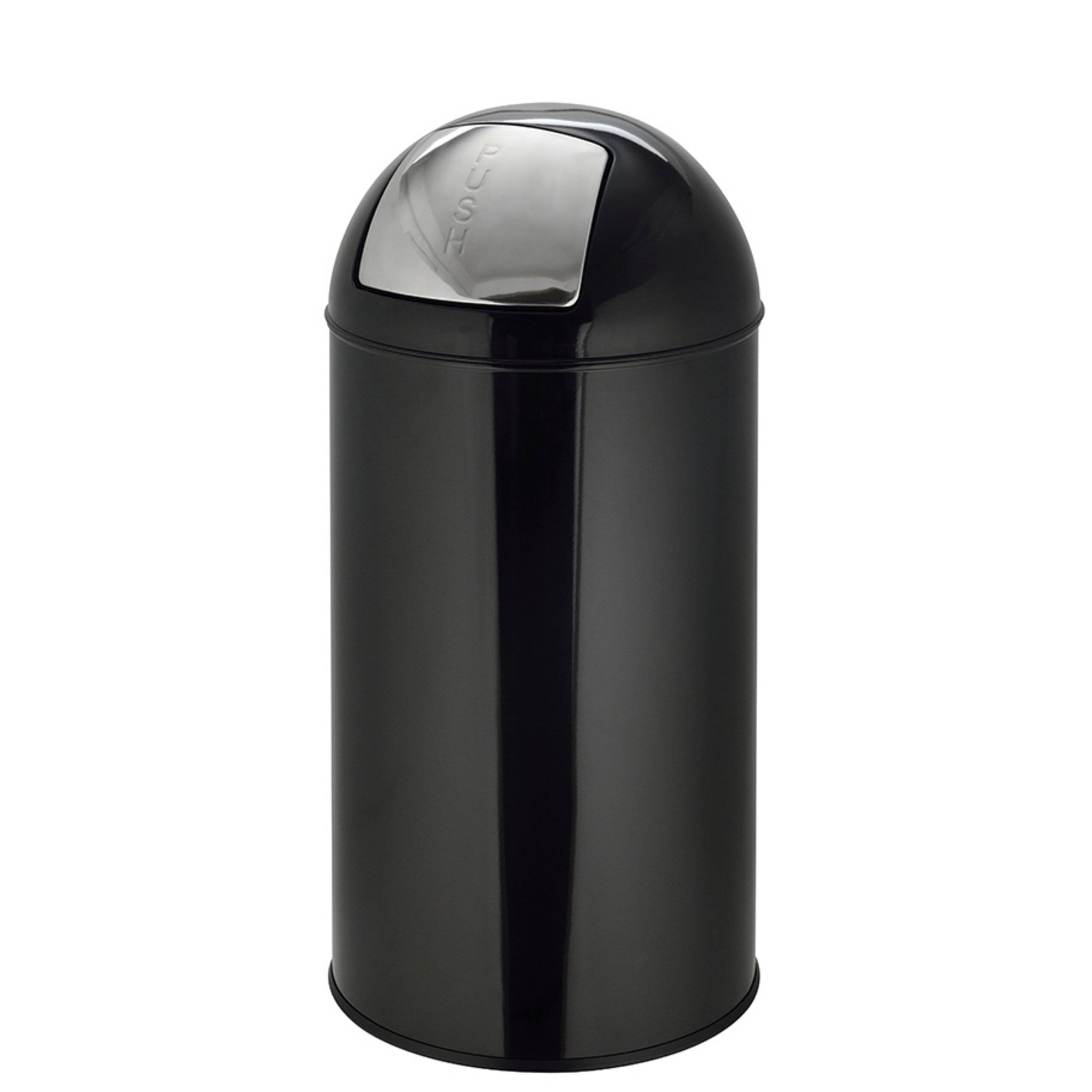 Abfallsammler Mülleimer PUSH 50L satin schwarz hjh OFFICE-0