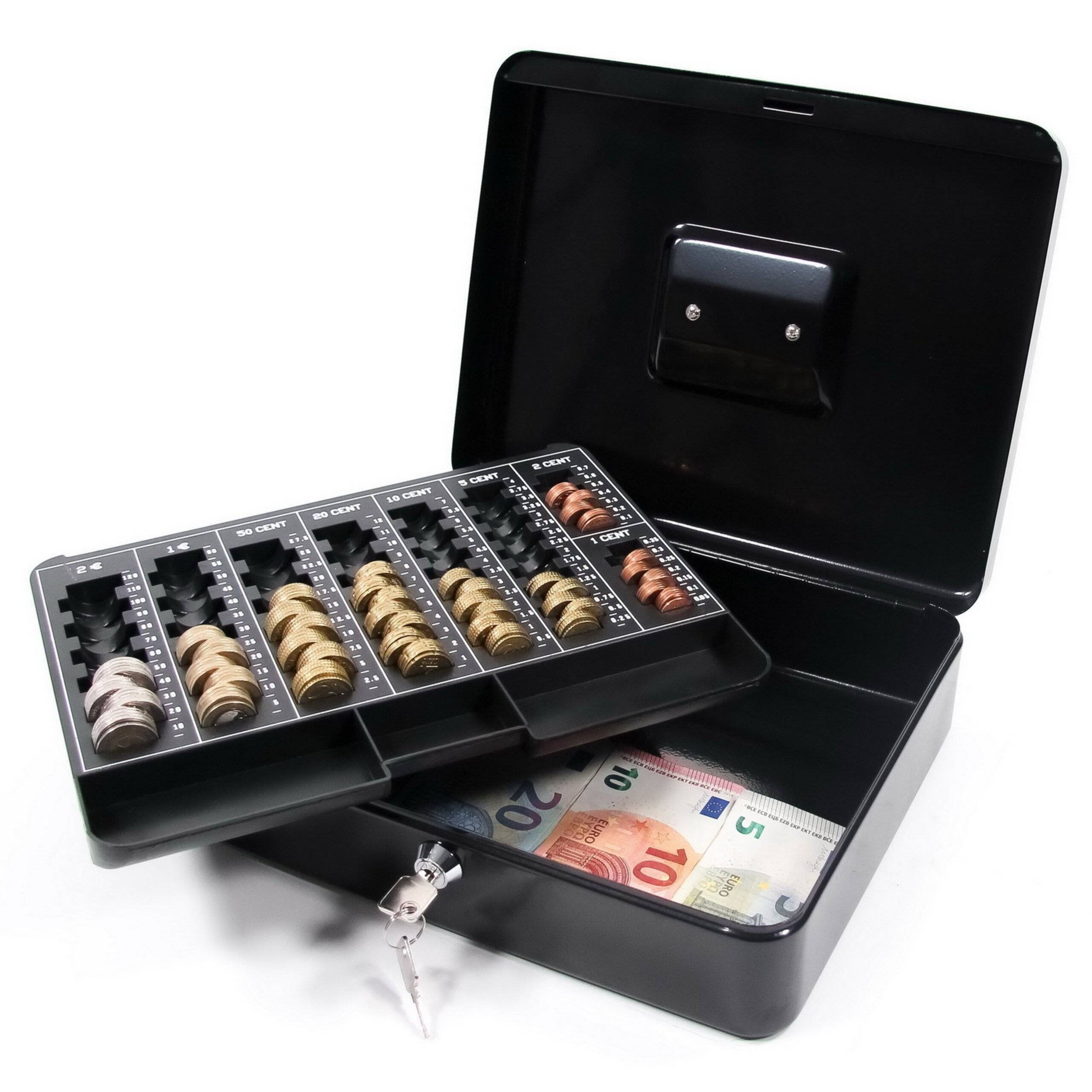 Geldkassette SAFE Stahl schwarz mit Münzzählbrett hjh OFFICE-2