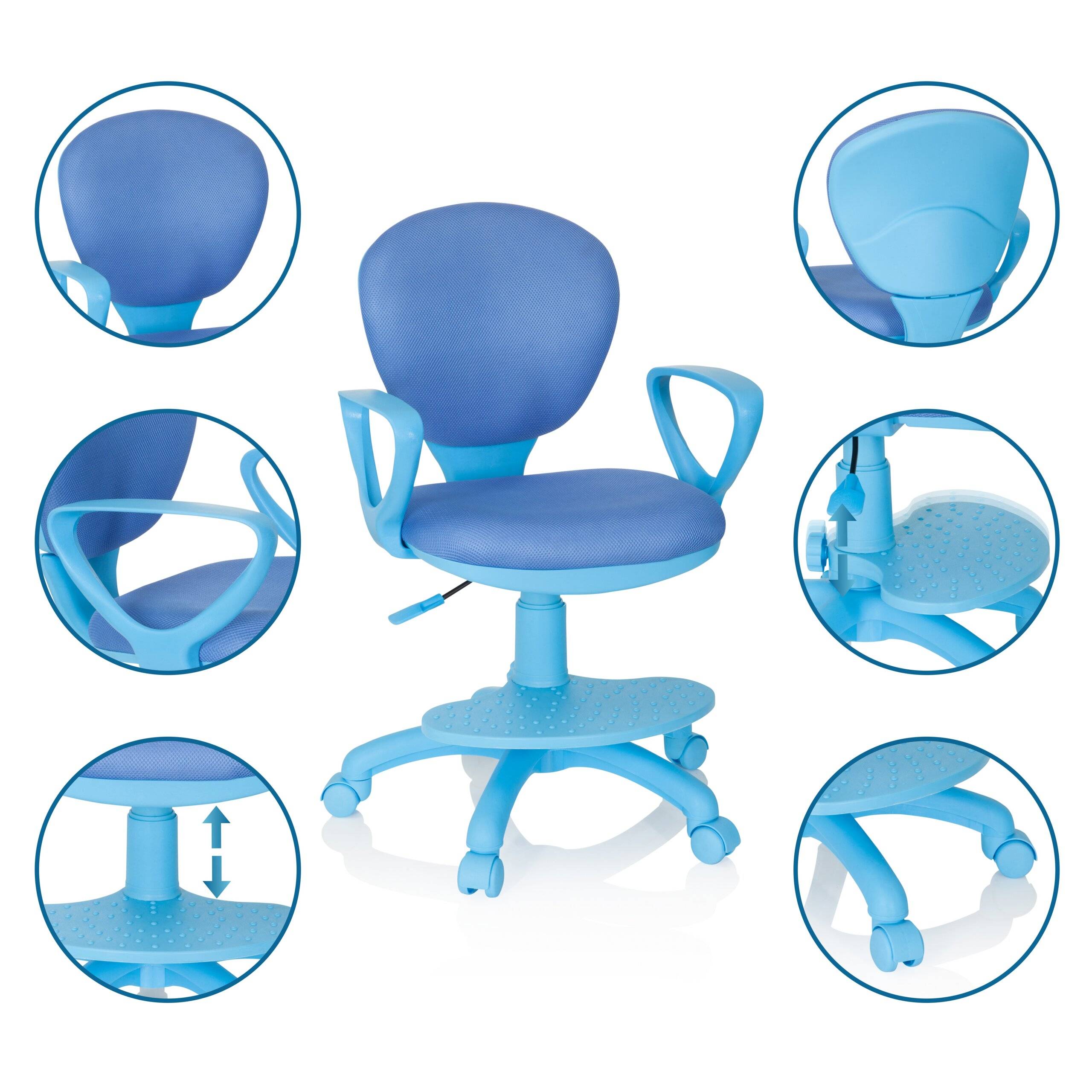 Kinderstuhl Kinderschreibtischstuhl KID COLOUR Stoff blau hjh OFFICE-1