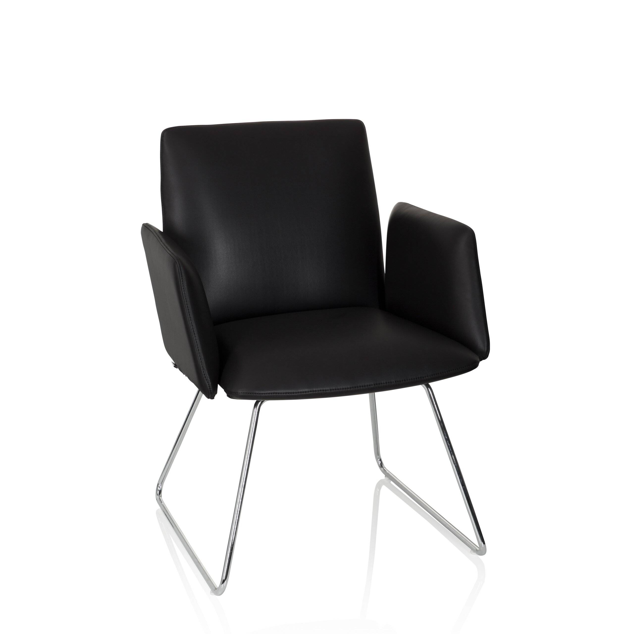 Besucherstuhl Kufenstuhl DESIGNIA V Kunstleder schwarz hjh OFFICE-0
