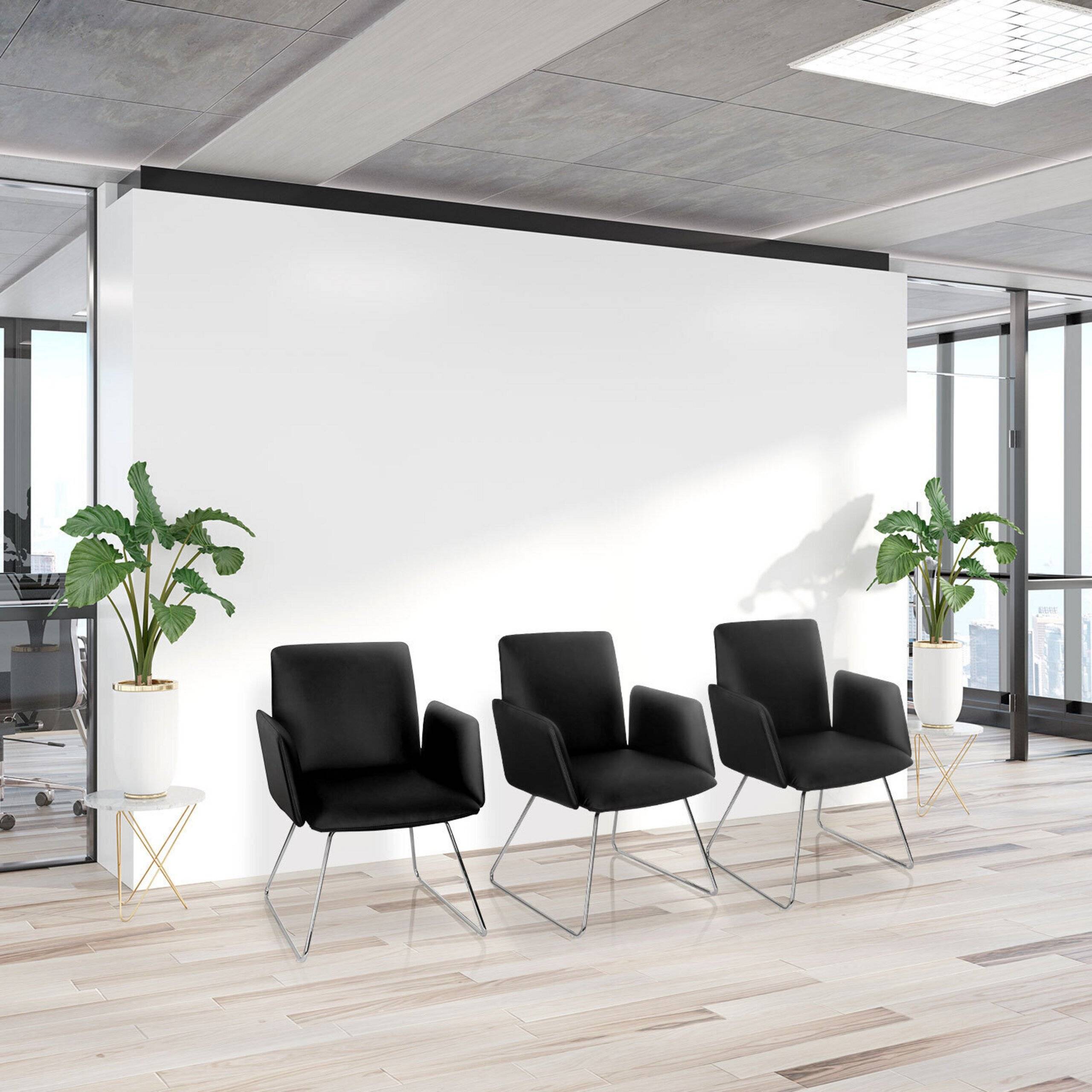 Besucherstuhl Kufenstuhl DESIGNIA V Kunstleder schwarz hjh OFFICE-4