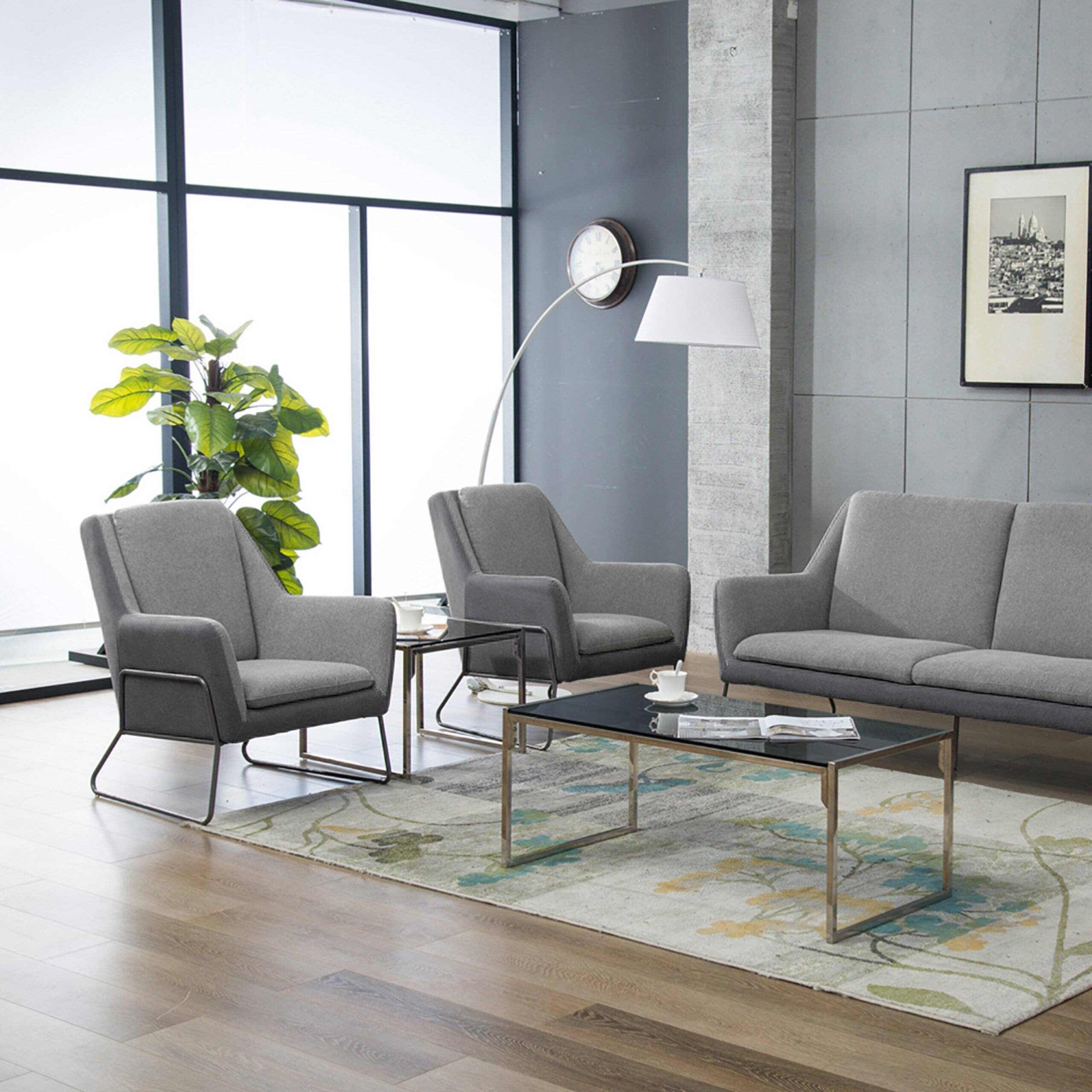 Loungesessel LAGUN Kufengestell 1 Sitzer hellgrau/dunkelgrau hjh OFFICE-4