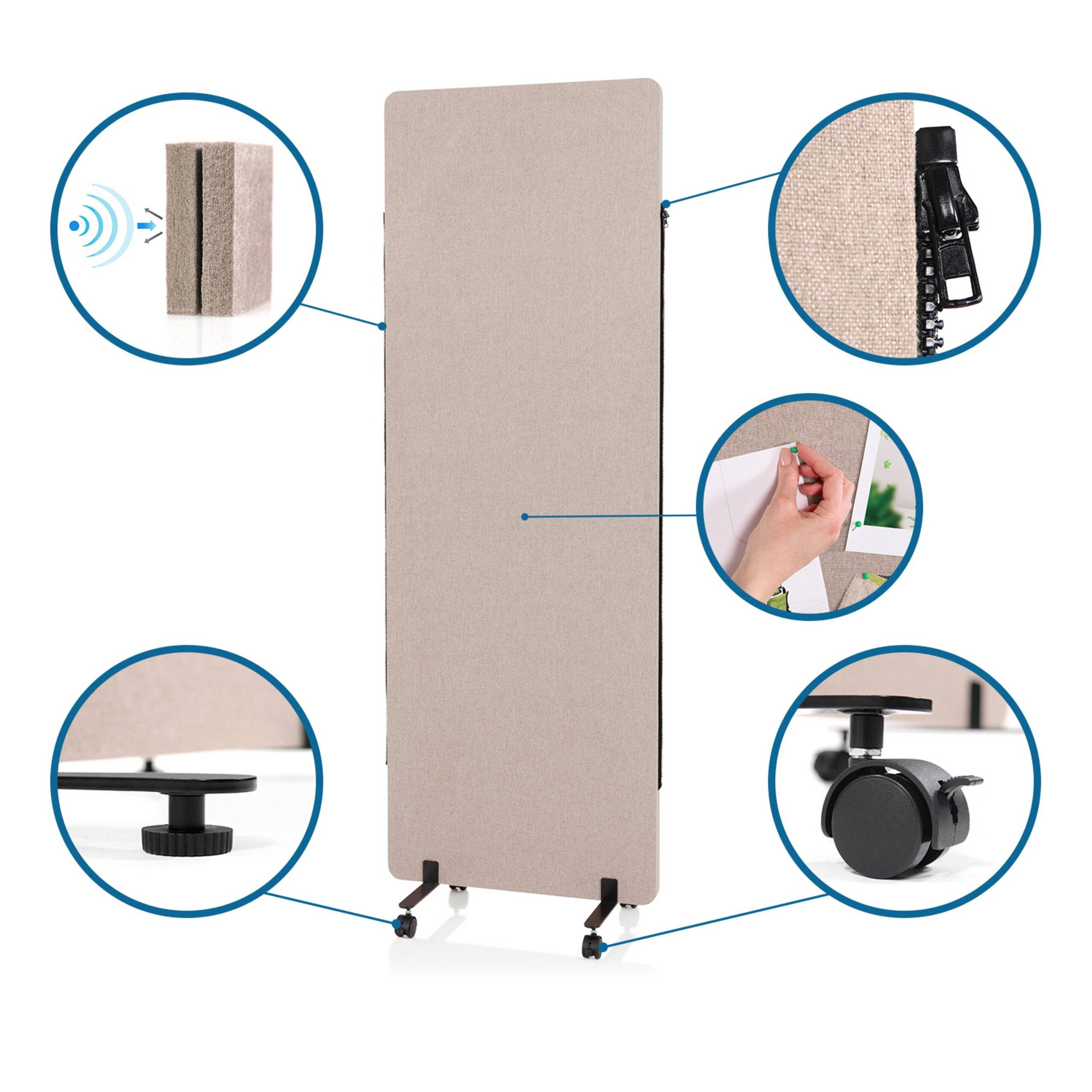 Mittelstück zu Trennwand System FLEXMIUT taupe hjh OFFICE-2