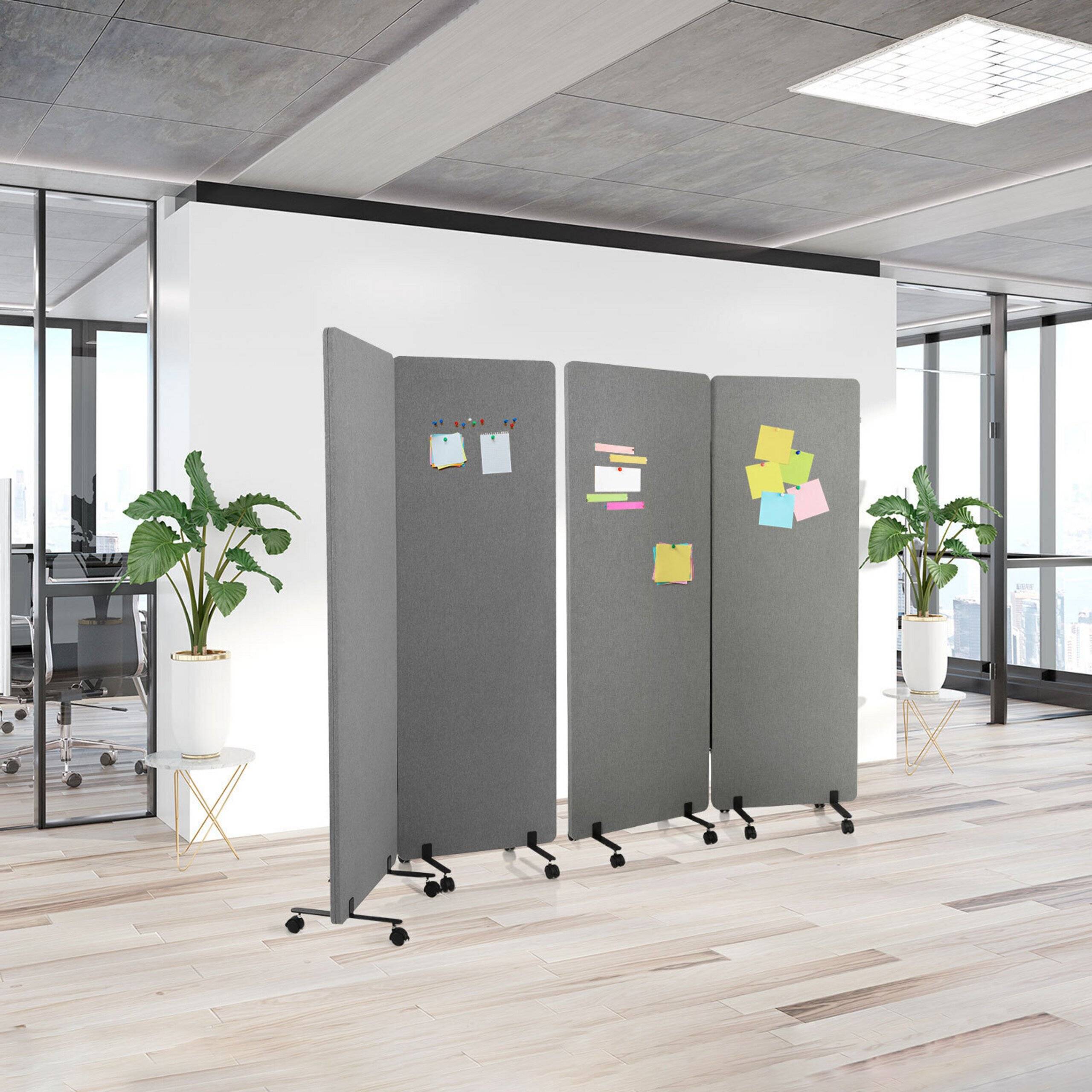 Mobiles Akustik-Trennwand-System FLEXMIUT 2er Set dunkelgrau hjh OFFICE-2