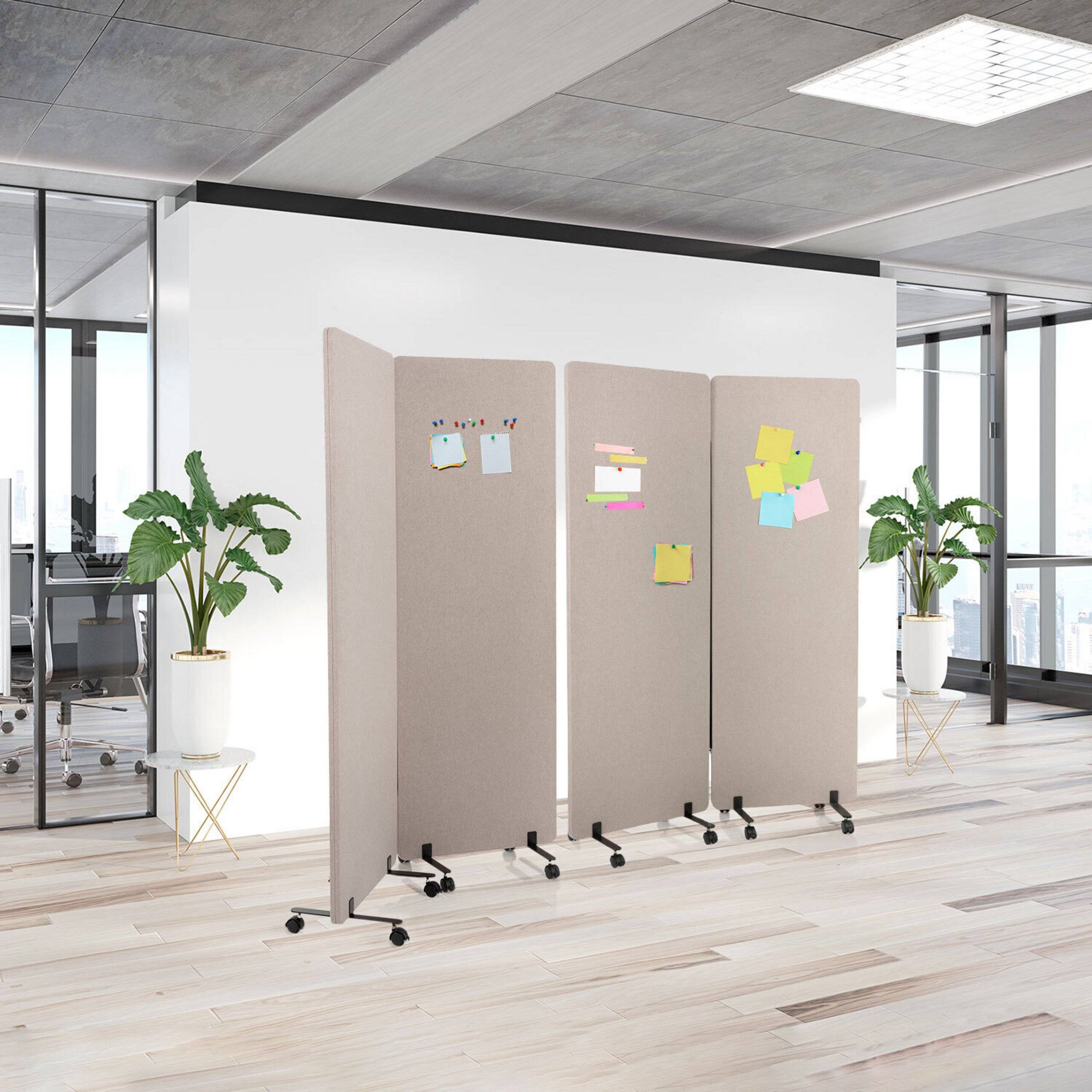 Mobiles Akustik-Trennwand-System FLEXMIUT 2er Set taupe hjh OFFICE-4