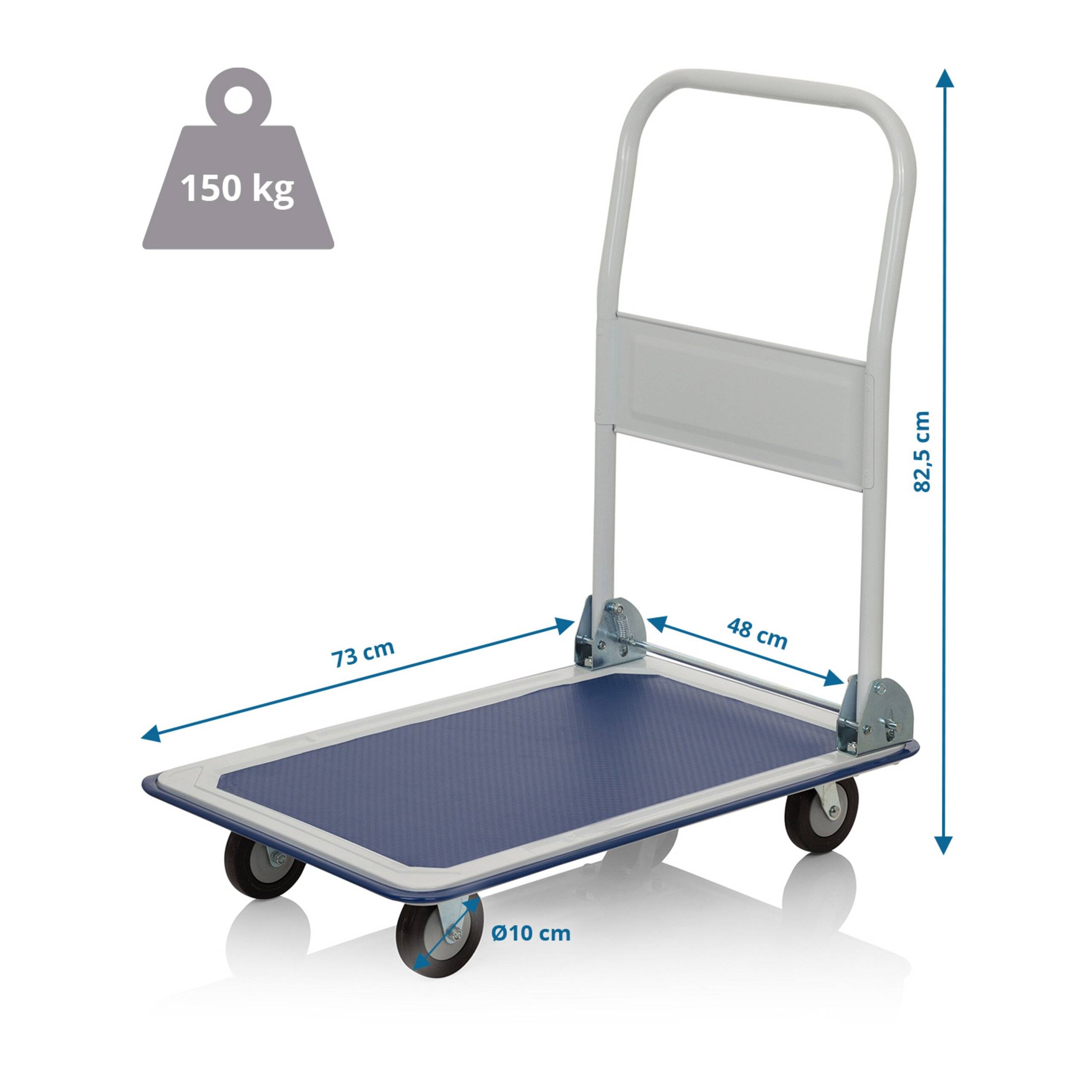 Plattformwagen Transportwagen CARRY blau weiß 150kg Tragfähigkeit hjh OFFICE-1