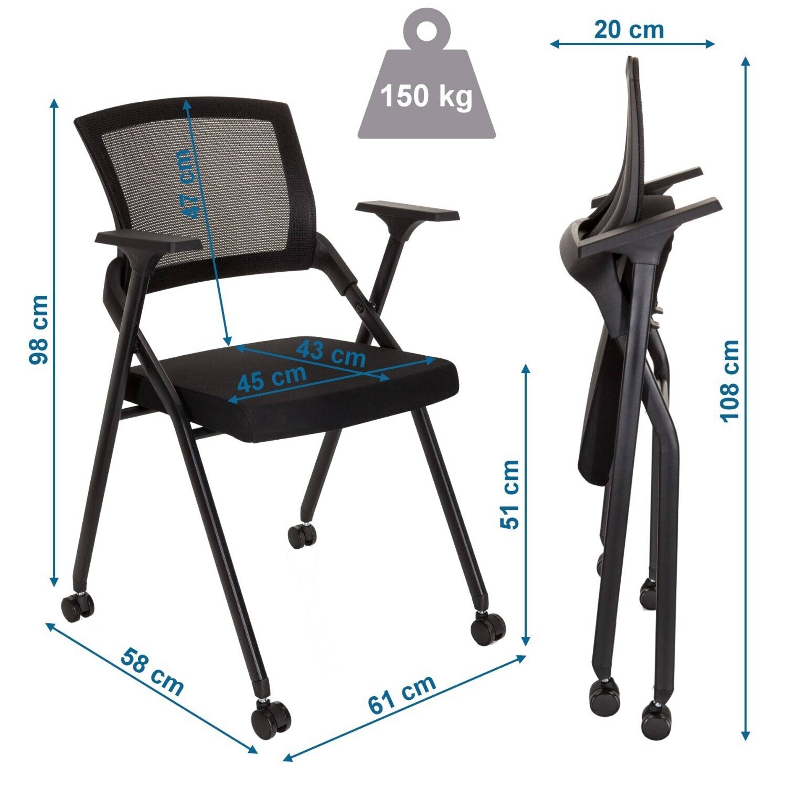 Besucherstuhl Klappstuhl PRIORITY II Netzstoff Stoff schwarz hjh OFFICE-1