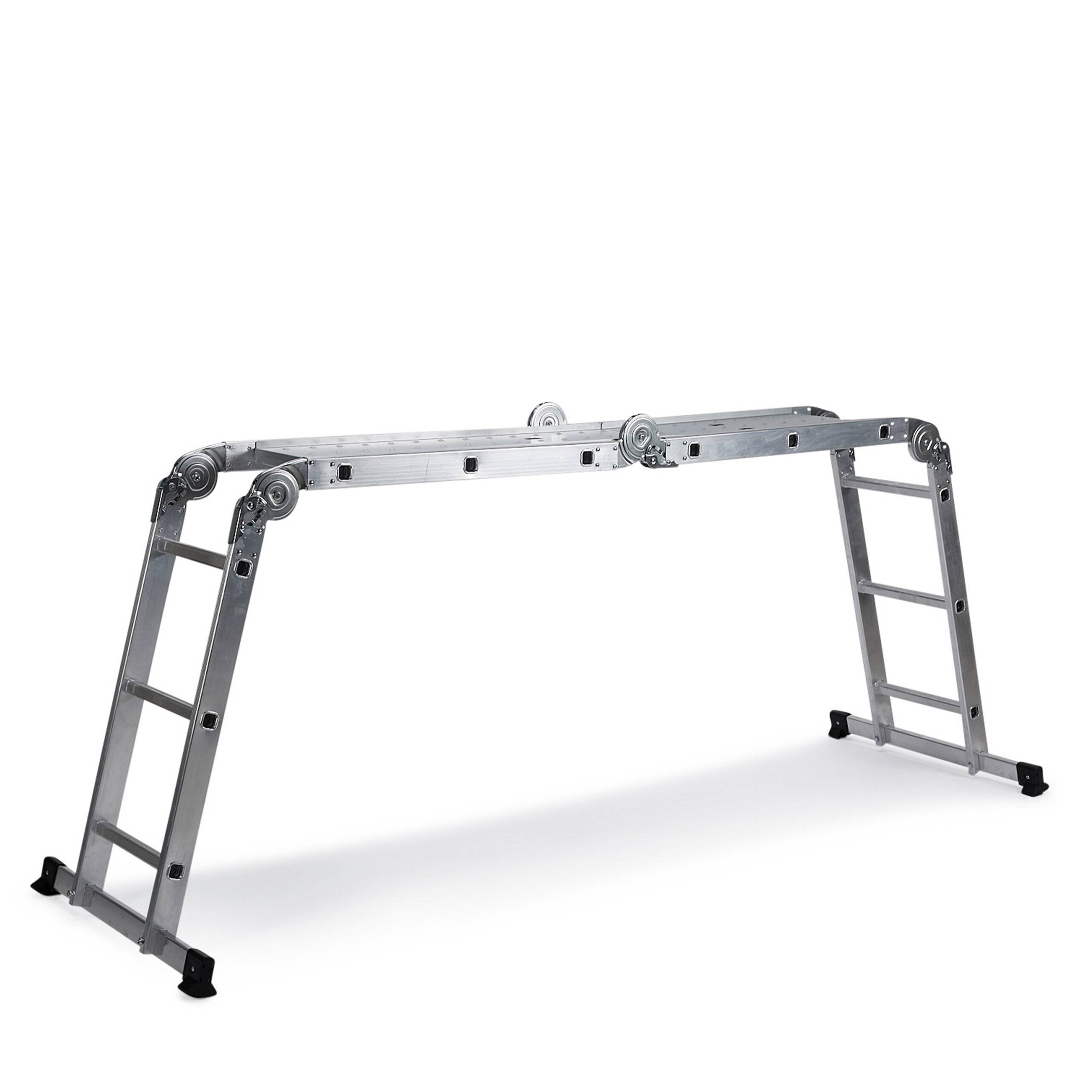 Mehrzweckleiter SOLID W3 Aluminium mit Stahlplattform silber hjh OFFICE-0