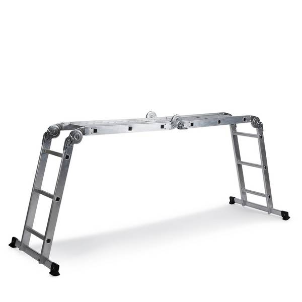 Mehrzweckleiter SOLID W3 Aluminium mit Stahlplattform silber hjh OFFICE