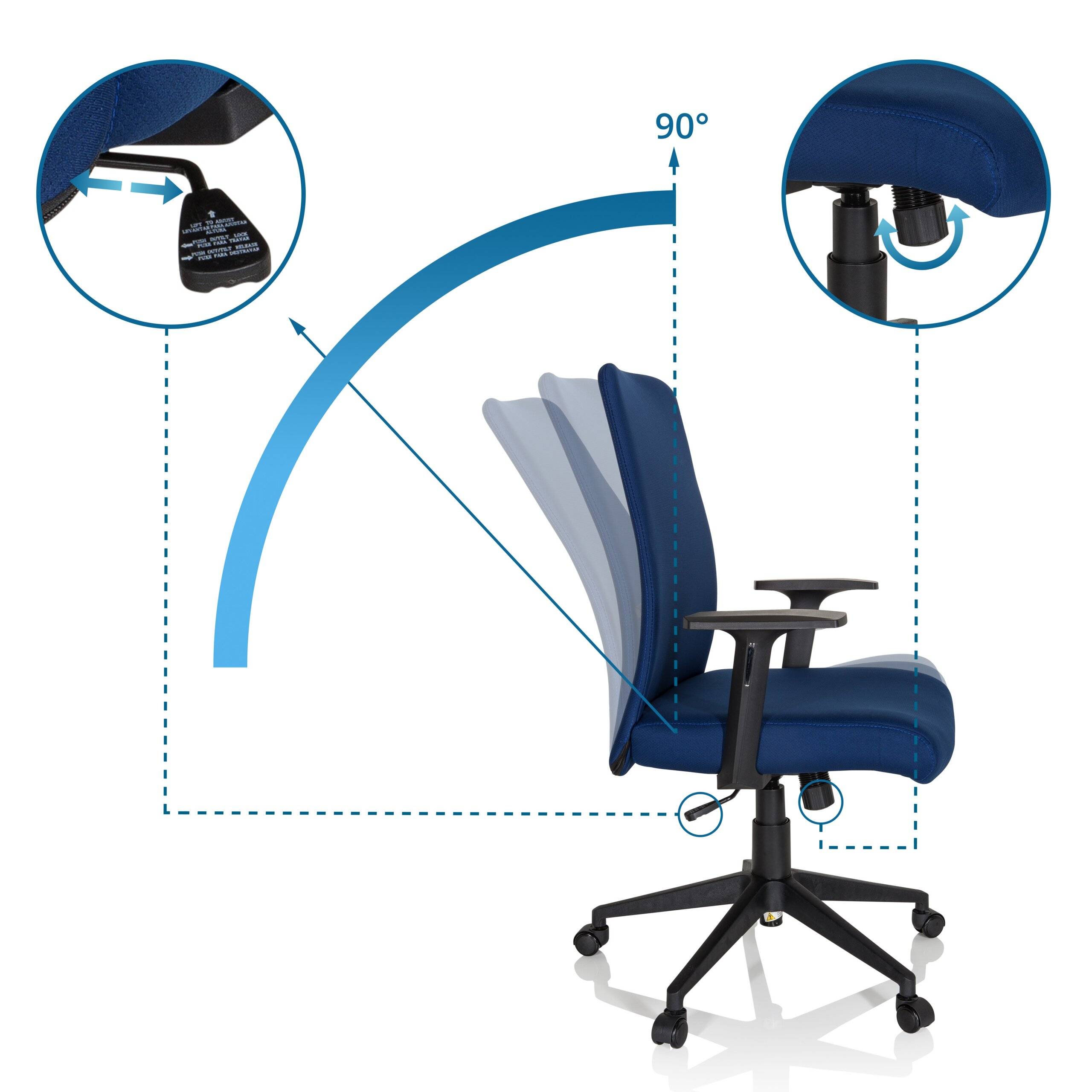 Bürostuhl Drehstuhl COSIO I Stoff blau hjh OFFICE-2