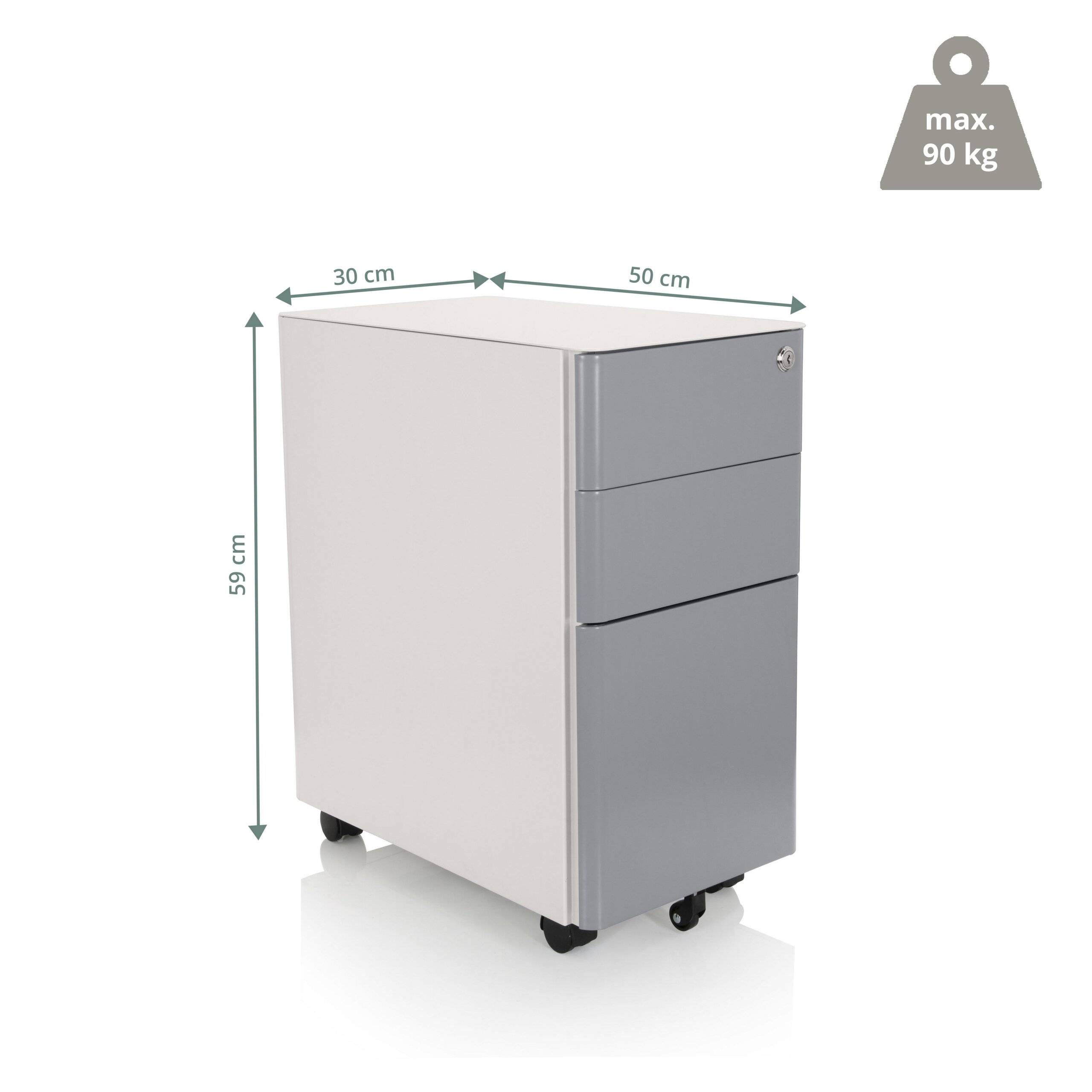 Rollcontainer COLOR I Metall weiß grau hjh OFFICE-2