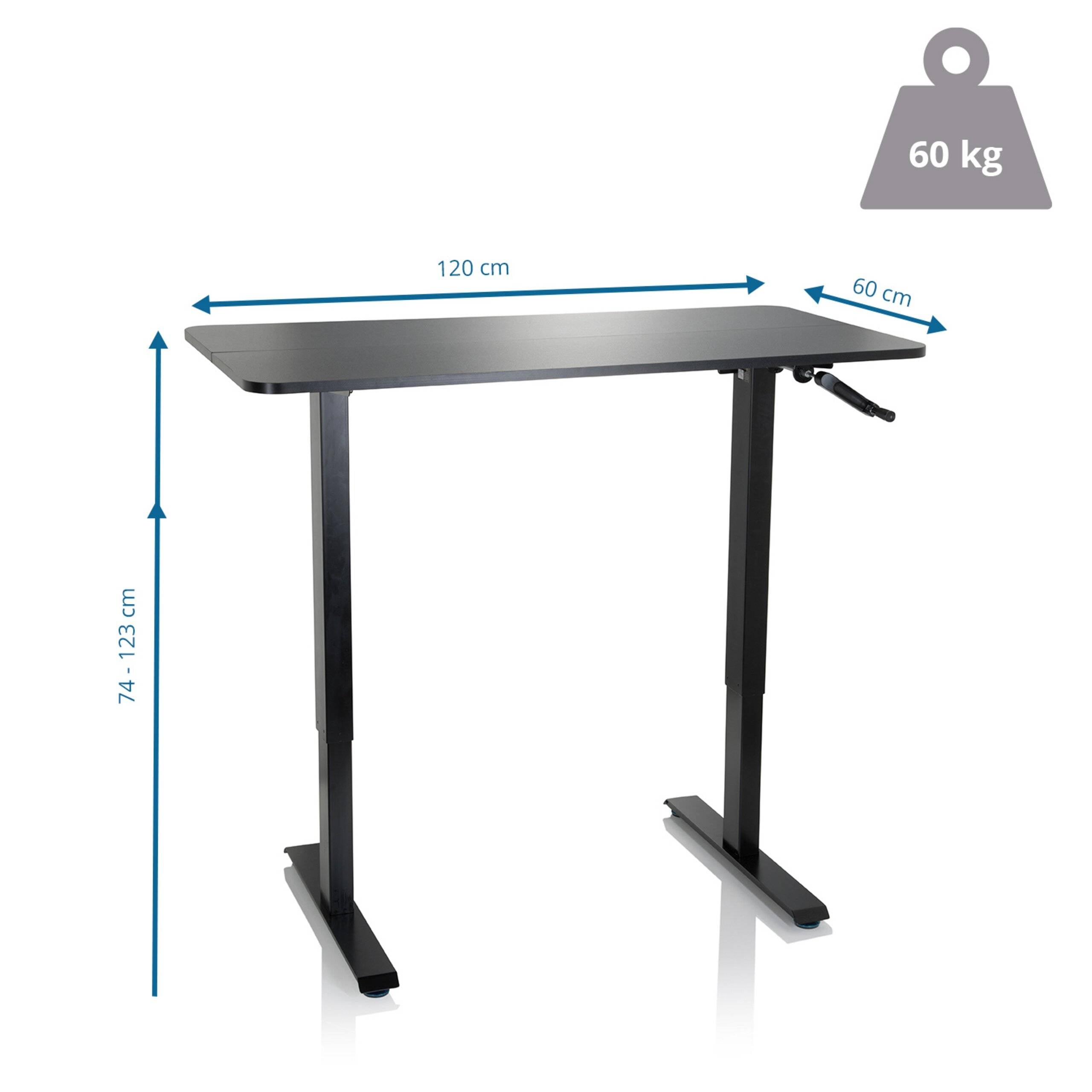 Schreibtisch STAND CR 120 x 60 manuell höhenverstellbar schwarz hjh OFFICE-1