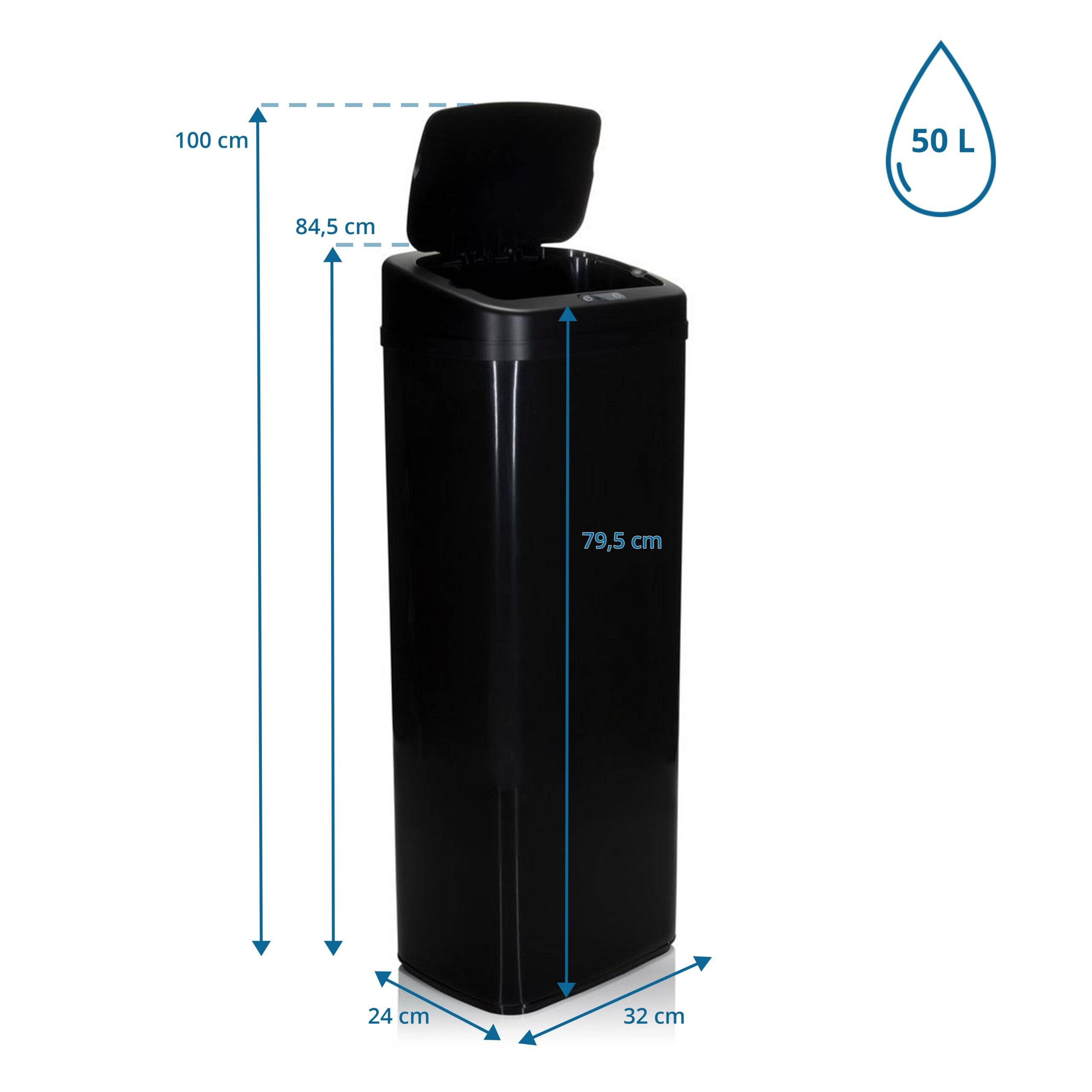 Abfallsammler Mülleimer CLEAN V mit Sensor 50L Stahl schwarz hjh OFFICE-5
