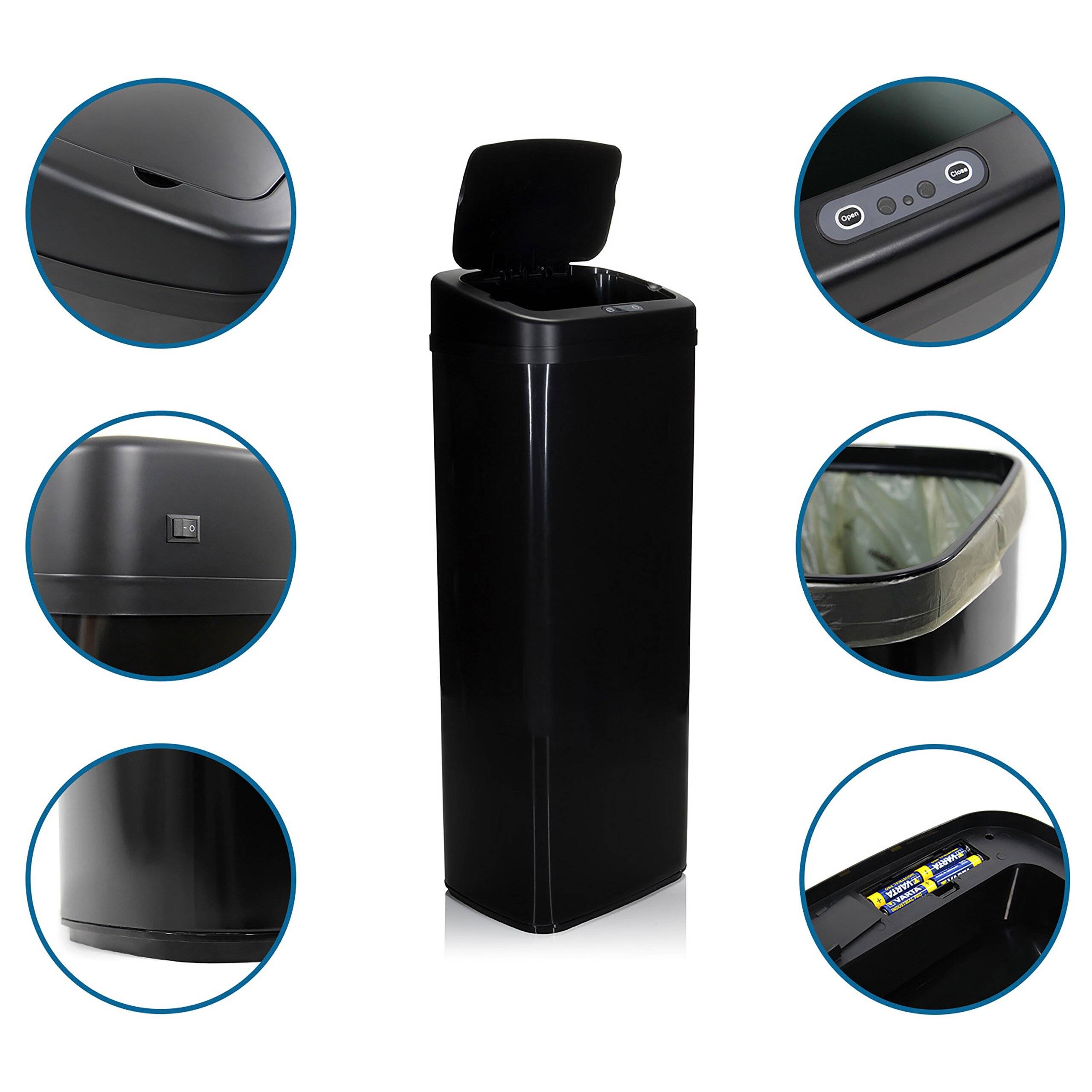 Abfallsammler Mülleimer CLEAN V mit Sensor 50L Stahl schwarz hjh OFFICE-2