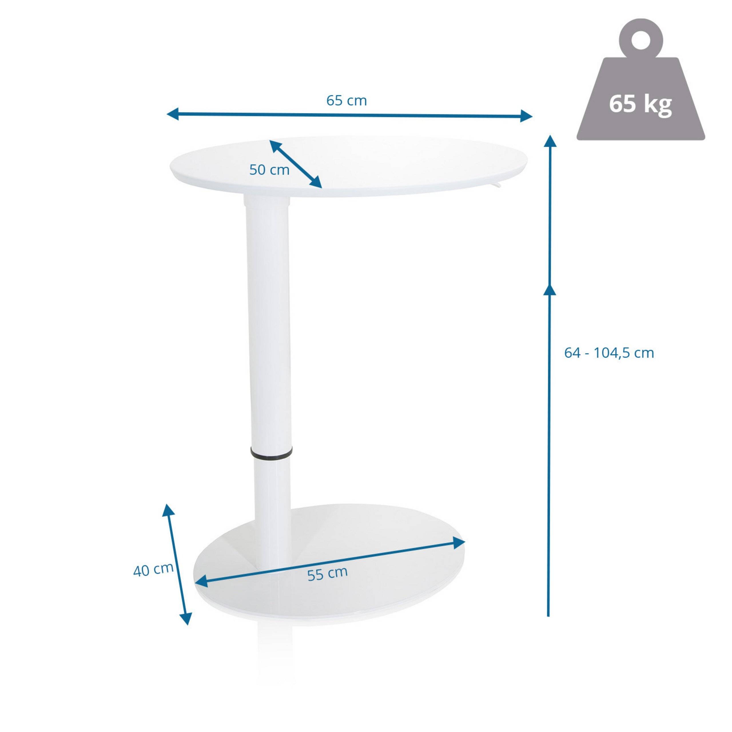 Stehtisch Beistelltisch STAND III 65 x 50 cm oval weiß hjh OFFICE-1