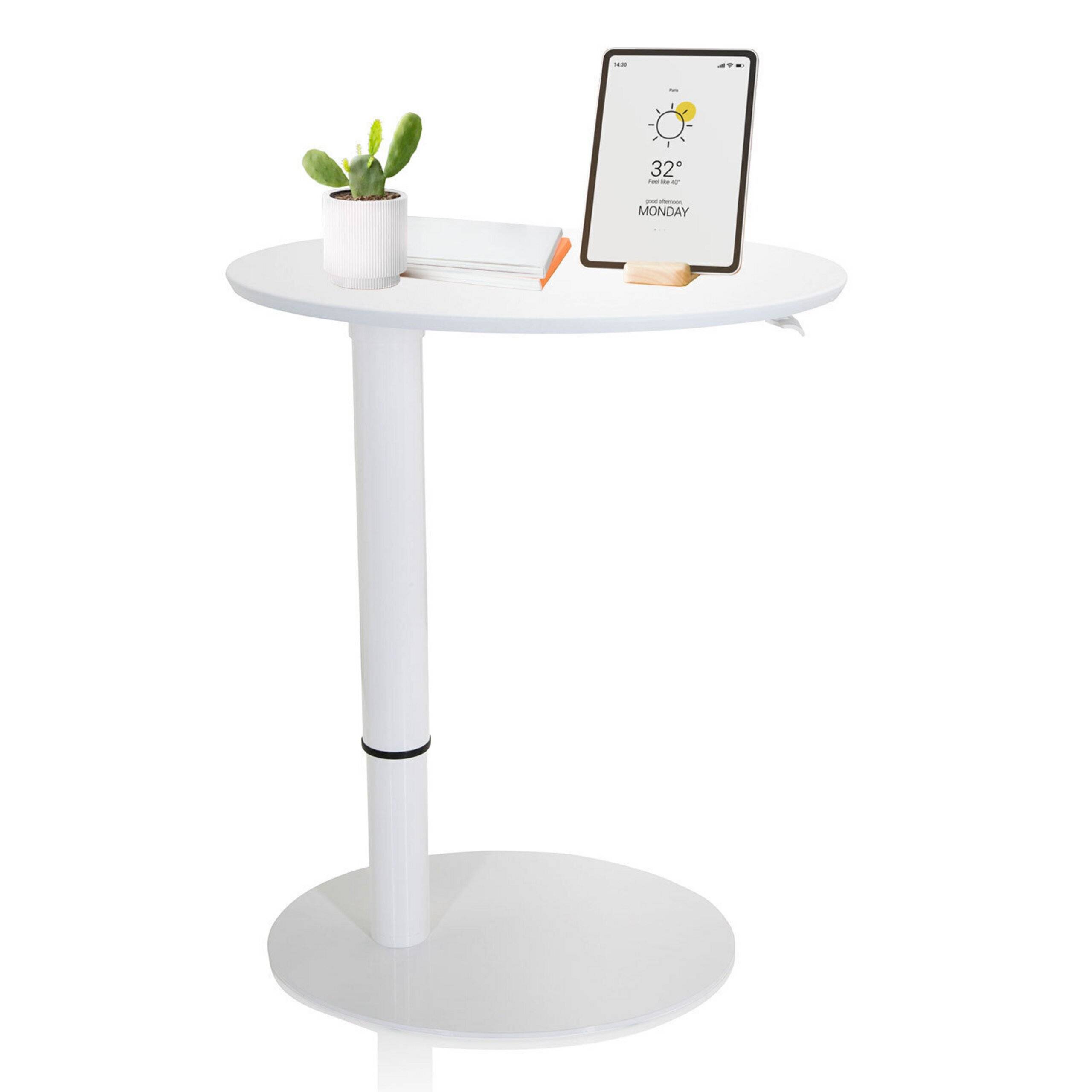 Stehtisch Beistelltisch STAND III 65 x 50 cm oval weiß hjh OFFICE-0