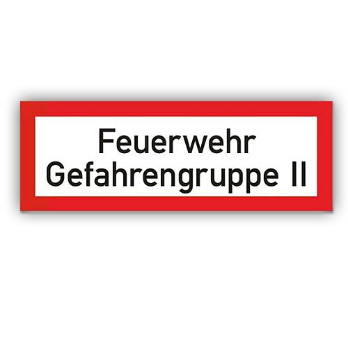 Feuerwehrzeichen, Feuerwehr - Gefahrengruppe II, DIN 4066, Aluminium, 297 x 105 mm-0