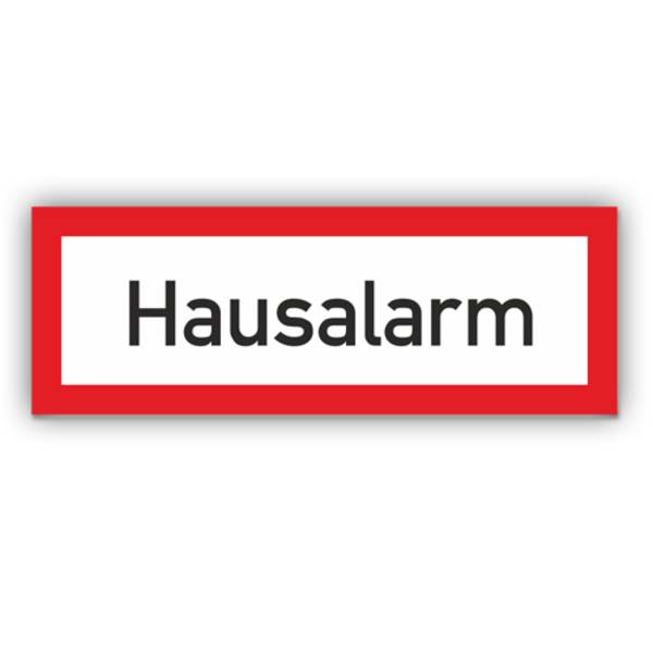 Feuerwehrzeichen, Hausalarm, DIN 4066, Aufkleber, Folie, 297 x 105 mm