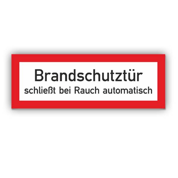 Feuerwehrzeichen, Brandschutztür schließt bei Rauch automatisch, Aufkleber, Folie, 297 x 105 mm