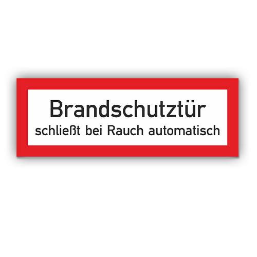 Feuerwehrzeichen, Brandschutztür schließt bei Rauch automatisch, Aufkleber, Folie, 297 x 105 mm-0