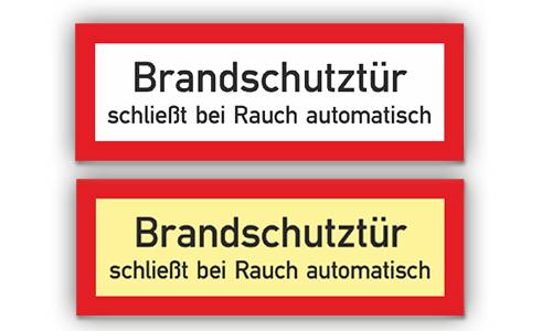Feuerwehrzeichen, Brandschutztür schließt bei Rauch automatisch, Aufkleber, Folie, 297 x 105 mm-1