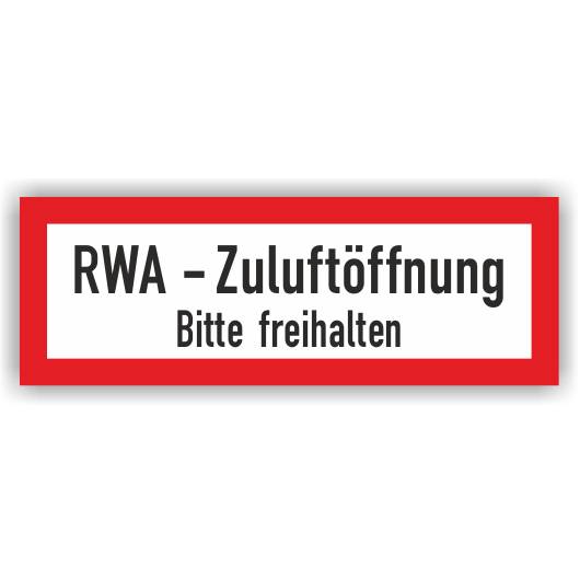 Feuerwehrzeichen, RWA - Zuluftöffnung - Bitte freihalten, DIN 4066, Aufkl. Folie, 297 x 105 mm-0