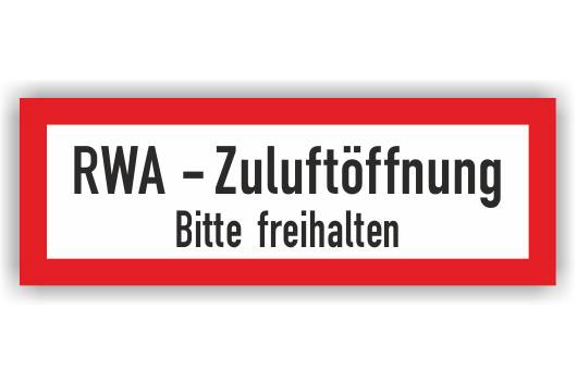 Feuerwehrzeichen, RWA - Zuluftöffnung - Bitte freihalten, DIN 4066, Aufkl. Folie, 297 x 105 mm-1