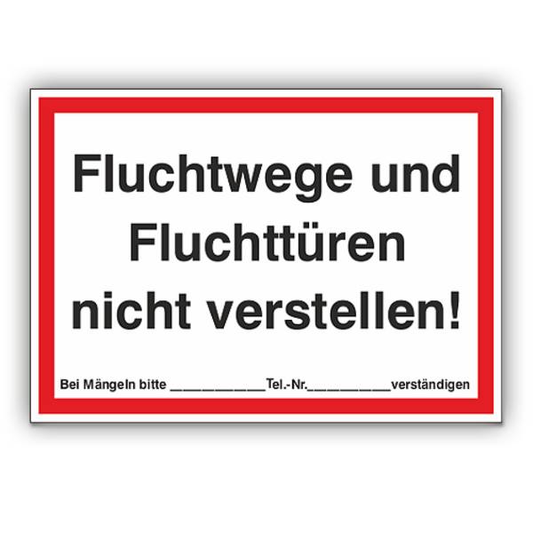 Feuerwehrzeichen, Fluchtwege und Fluchttüren nicht verstellen!, Aufkleber, Folie, 297 x 210 mm