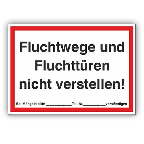 Feuerwehrzeichen, Fluchtwege und Fluchttüren nicht verstellen!, Aufkleber, Folie, 297 x 210 mm-0