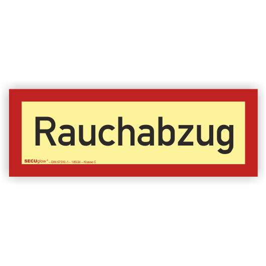 Feuerwehrzeichen, Rauchabzug, DIN 4066, SECUglow 185, Aufkleber, Folie, 297 x 105 mm-0