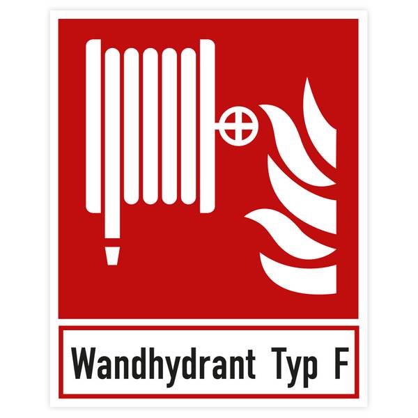 Brandschutzzeichen, Löschschlauch mit Wandhydrant Typ F, Aufkleber, Folie, 200 x 250 mm