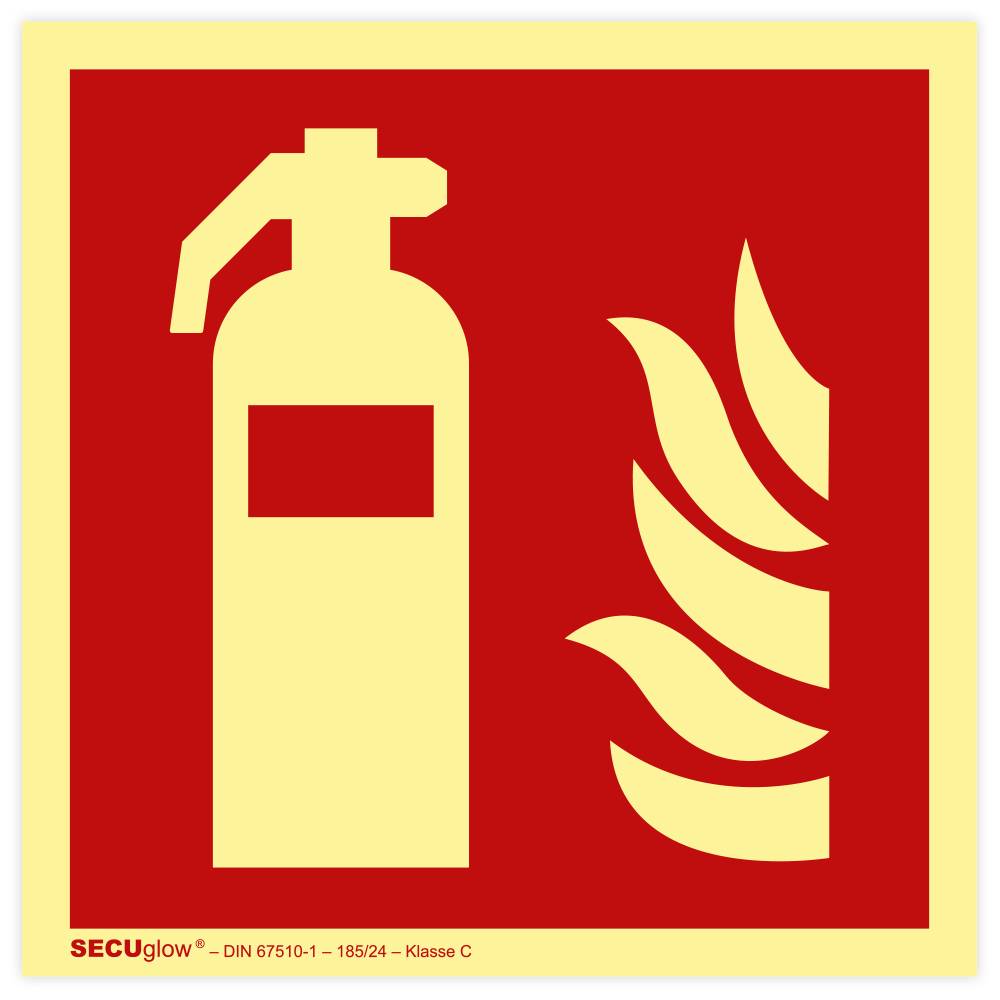 Brandschutzzeichen, Feuerlöscher, ISO 7010, SECUglow 185, Aufkleber, Folie, 300 x 300 mm-0
