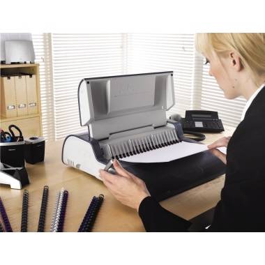 Fellowes Plastikbindegerät Quasar+ 5627701 DIN A4 manuell dunkelgrau-0
