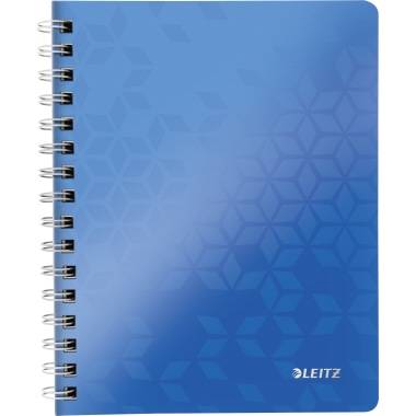 ESSELTE LEITZ - Leitz WOW - Collegeblock - drahtkammgebunden - A5 - 80 Blatt - Kariert - metallisch blau - Polypropylen-3