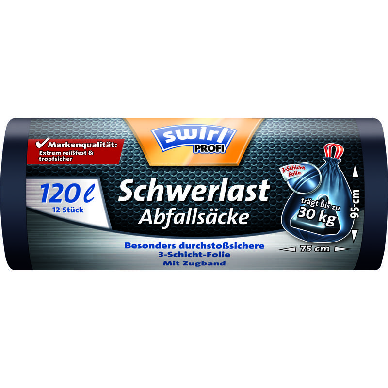 swirl Profi Schwerlast-Abfallsack, schwarz, 120 Liter-0