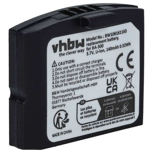 vhbw Akku kompatibel mit Sennheiser RR 840 S | Set 840 TV, Set 900 Wireless Headset Kopfhörer (140 mAh, 3,7 V