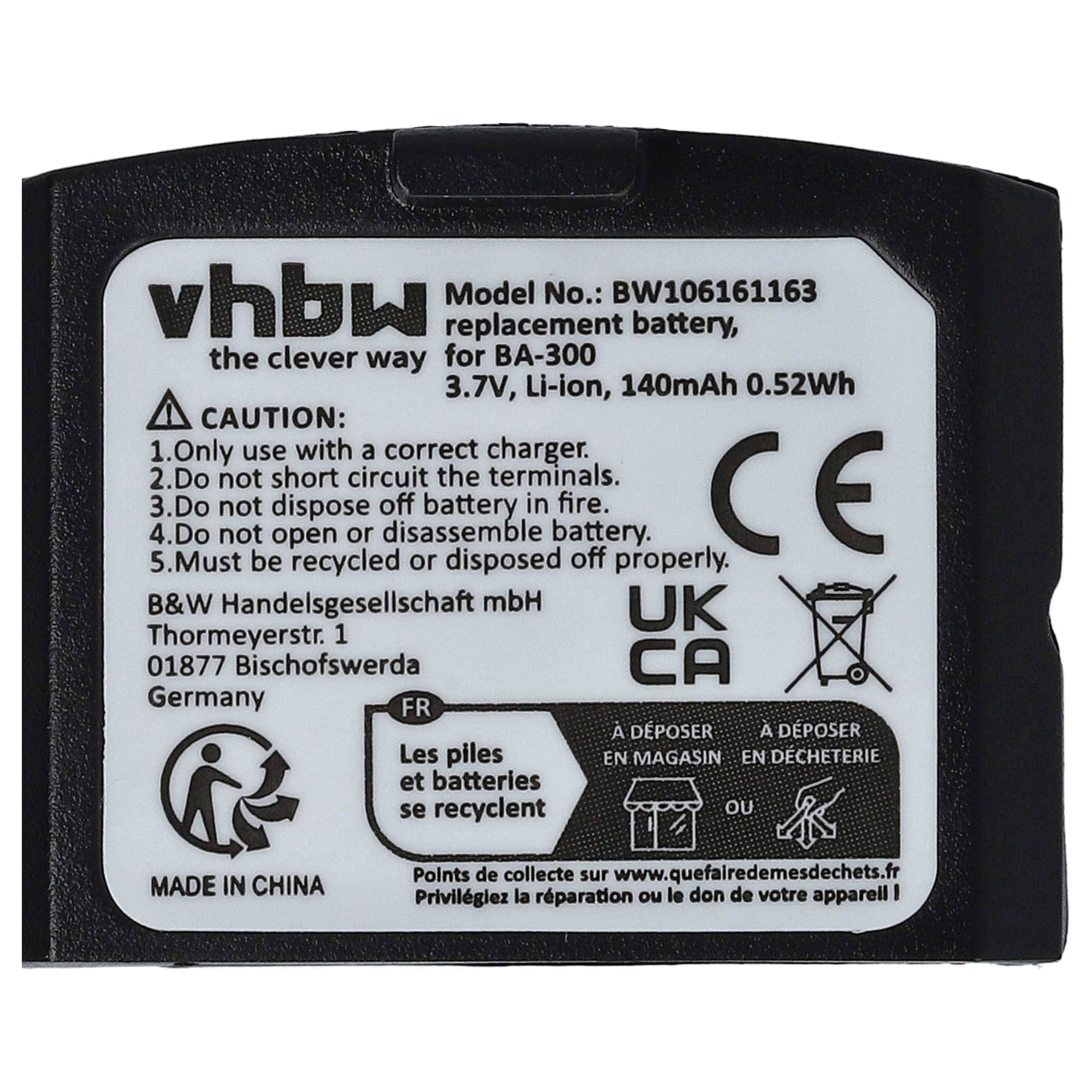 vhbw 2x Akku kompatibel mit Sennheiser RI 830 | RI 900, RI 840, RR 4200, RI 830S Wireless Headset Kopfhörer (140 mAh, 3-4