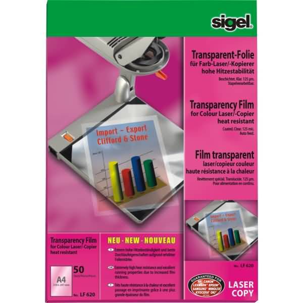 Farb-Laser/-Kopier-Folie transparent A4 125qm stapelverarbeitbar hohe Hitzestabilität VE=20 Blatt