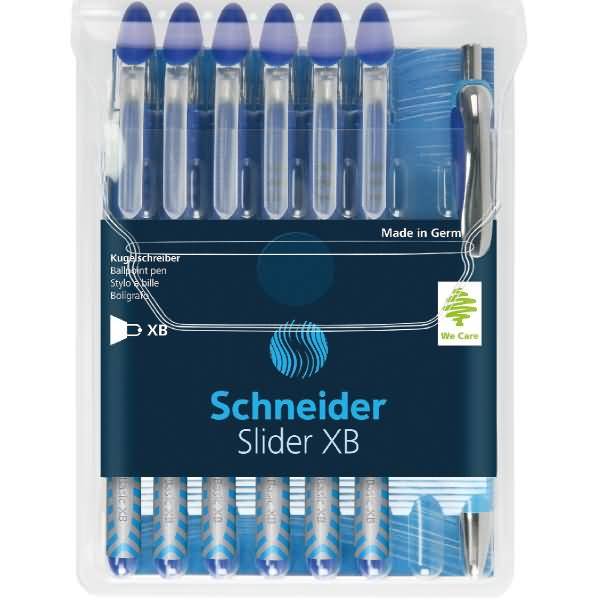 Kugelschreiber Slider Basic XB sortiert Etui VE=6 Stück (blau + 1x Rave blau gratis)-0