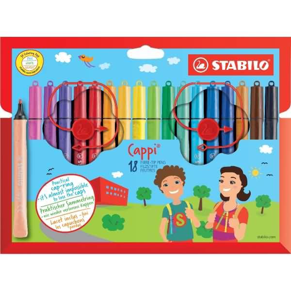 Filzstift Cappi mit Kappenring Kartonetui VE=18 Stück