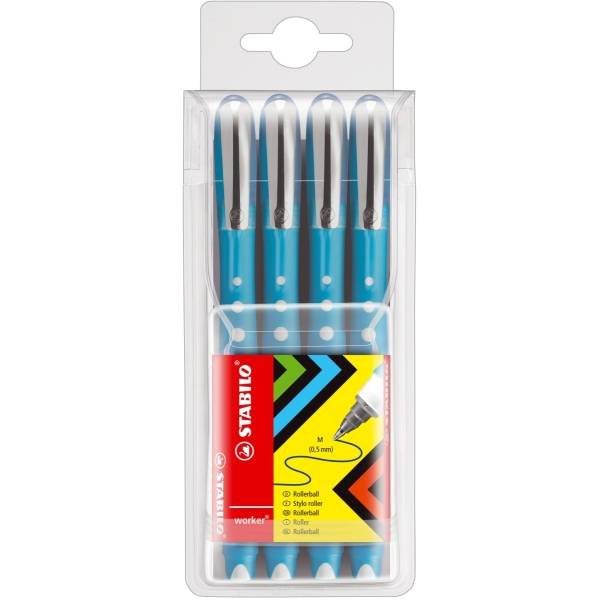 Tintenroller worker colorful blau Etui mit 4 Stiften-0