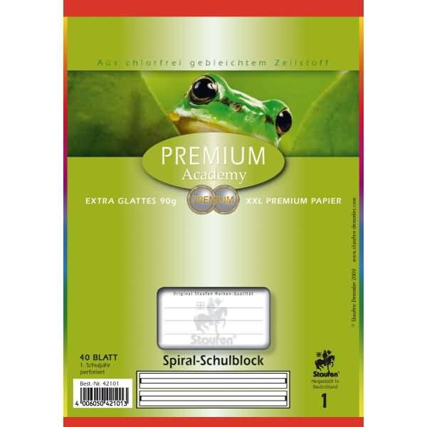 Spiral-Schulblock Premium A5 40 Blatt Lineatur 1