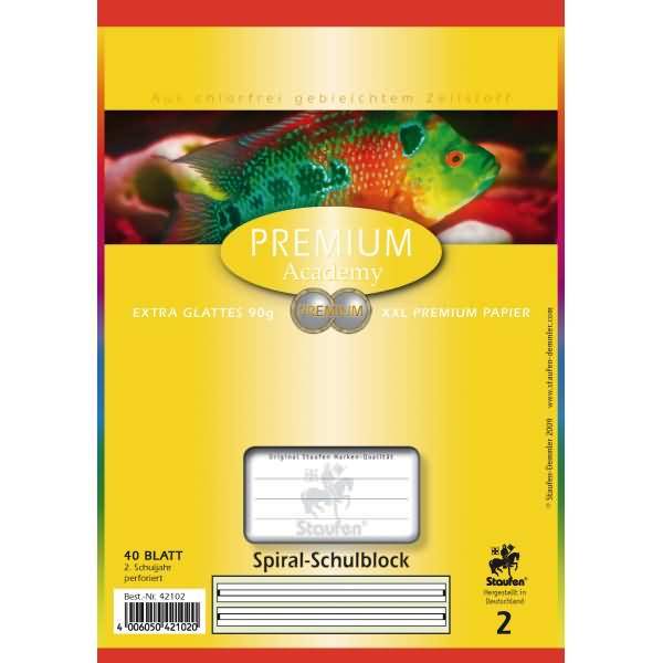 Spiral-Schulblock Premium A5 40 Blatt Lineatur 2